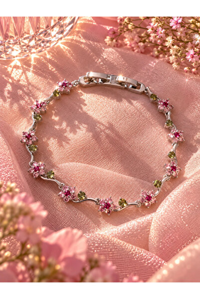 h&b design jewel Silver Pembe Çiçekli Bileklik