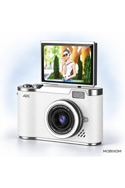mobixom 4K Ultra HD 48 MP Dijital Kamera 18X Zoom 2.4 İnç Döner Ekranlı Vlog ...