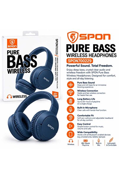 Generic سماعات رأس لاسلكية SPON Pure Bass — SPON700229
