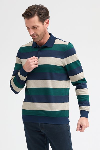 ENQUE Men's Polo Neck Long Sleeve Sweatshirt