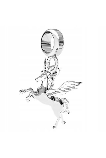 Larezo Charm Talisman, Pandantiv Unicorn Zirconiu, Argintiu, Argint 925