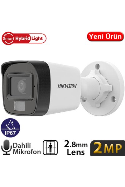 Hikvision (DS-2CD1021G2-LIUF) 2MP 2.8MM SMART HYBRİD LIGHT FEXED IR BULLET KAMERA 20MT SESLİ