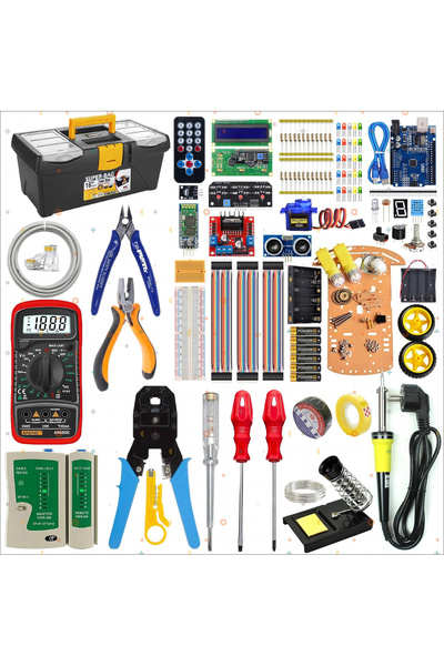eğiteklab BİLİŞİM BÖLÜMÜ AĞ SETİ 16 İNÇ TAKIM ÇANTASI + ARDUİNO SETİ + ARAÇ K...