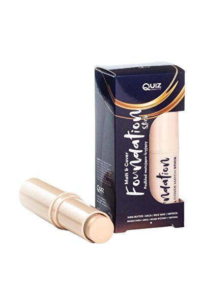 QUIZ COSMETICS Matt & Cover Πορσελάνινο μέικαπ σε στικ, αρ. 01, 7.5γρ.