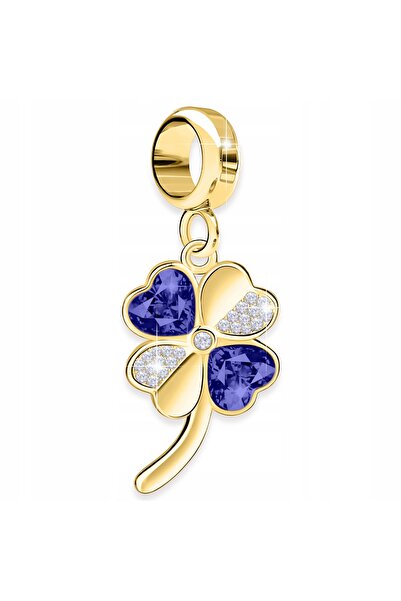 Larezo Charm Talisman, Trifoi Norocos Zirconiu, Auriu, Argint 925