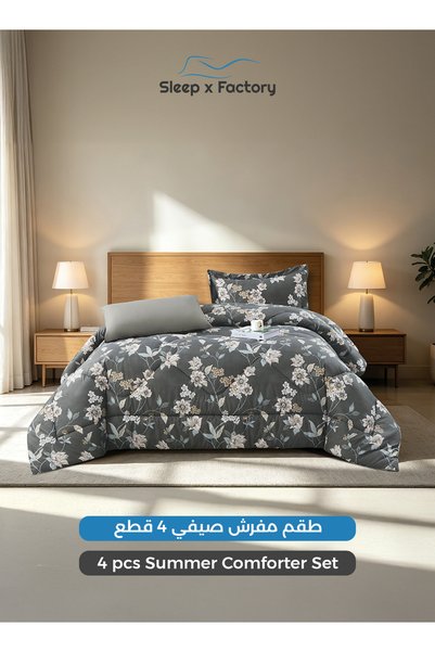 Sleep x Factory 4-Piece Reversible Double Sided Microfiber Comforter Set 140x...