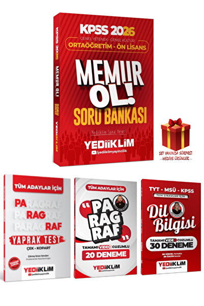 Yediiklim Yayınları KPSS Ortaöğretim-Önlisans Memur Ol!Soru Bankası+Paragraf ...
