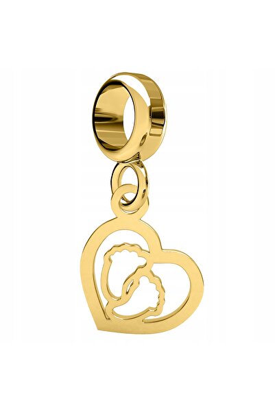 Larezo Charm Talisman, Inimă Cu Piciorușe Mici, Auriu, Argint 925