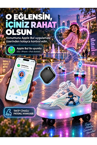 rimex sport wear Yeni Sezon Takip Cihazlı Işıklı Çocuk Patenli Ayakkabı – 4 T...