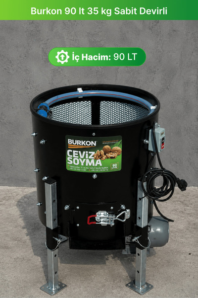BURKON MAKINE Burkon 90 Lt 35 Kg Sabit Devirli Ceviz Soyma Makinesi 2026 Üretim