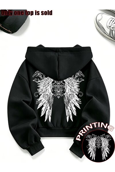 Toum Gothic Design Oversize Zippered Unisex Hooded Cardigan