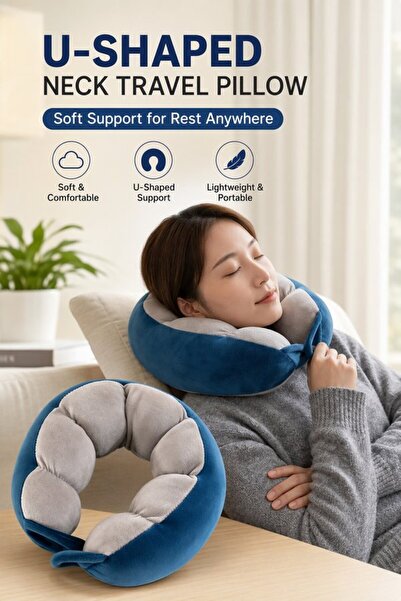 Generic 1 Crystal Fleece PP Cotton U Shape Travel Neck Pillow 360 Support Was...