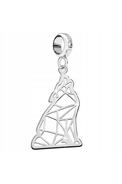 Larezo Charm Talisman, Câine Lup Traforat, Argintiu, Argint 925, Antialergic