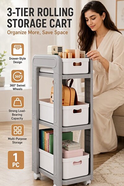 Generic 1 Pp Rolling Storage Cart 3 Tier Organizer Bathroom Kitchen Slim Gap ...