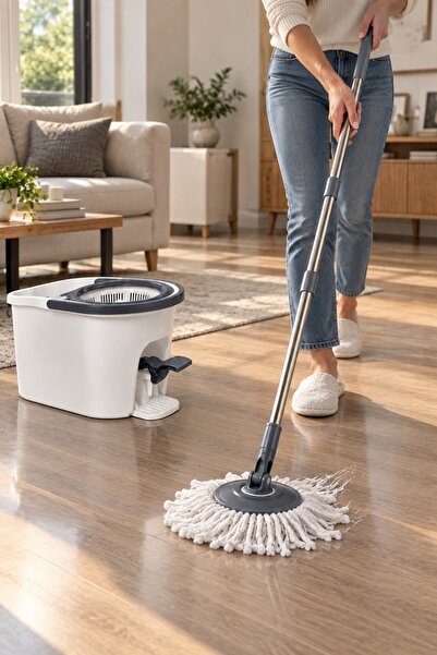KEP Vortex Pedallı 360° Döner Temizlik Seti Mikrofiber Mop Seti Kovalı Yer Temizleme Seti