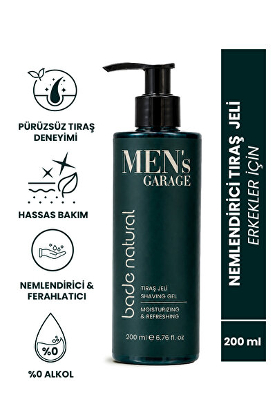 Bade Natural Men's Garage Tıraş Jeli Nemlendirici ve Ferahlatıcı 200 ml