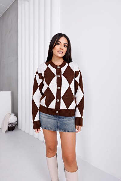 For Angels Cardigan cu nasturi cu model baklava