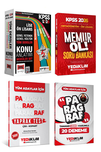 Yediiklim Yayınları KPSS Konu Anlatımlı Set+Ortaöğretim-Önlisans Memur Ol! So...