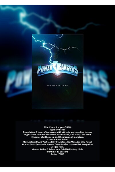 OEM Αφίσα Ινφορματικής Γραφής Power Rangers, Νοσταλγική Σειρά Υπερηρώων, Χαρτ...