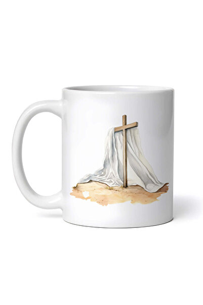 INOVATIX Personalized white mug, Cross with white wave in desert, INOVATIX®. ...