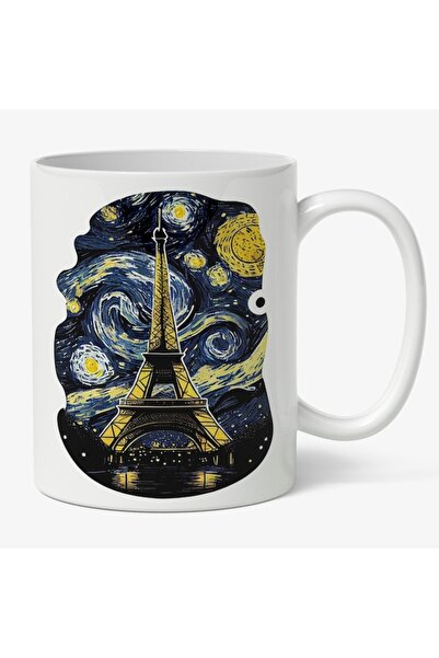 INOVATIX Cana alba personalizata,Turnul Eiffel,Stil Pictura Noapte instelata,...