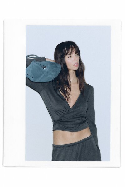 Pull & Bear Kemerli kruvaze top