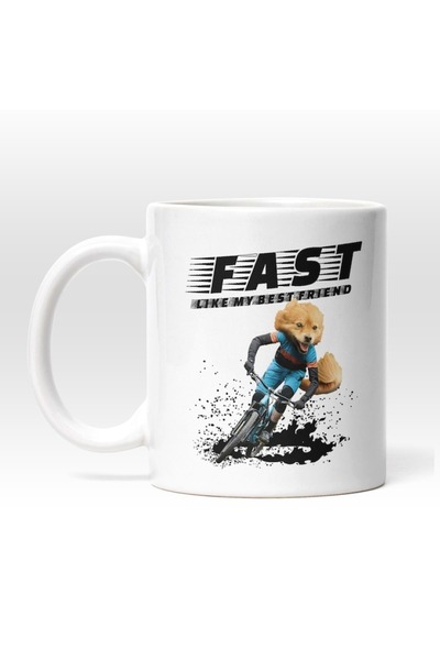 INOVATIX Personalized white mug, Fluffy Animal ON Bike, Blue Suit, Fast Like ...