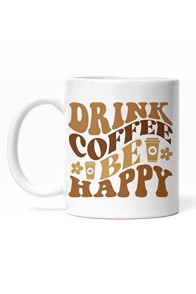 INOVATIX Cana alba personalizata, Drink Coffee Be Happy,Ceasca Mare De Cafea,...