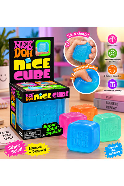 Needoh Nice Cube Sıkılabilir Küp Squishy Oyuncak 3+ Yaş Orijinal
