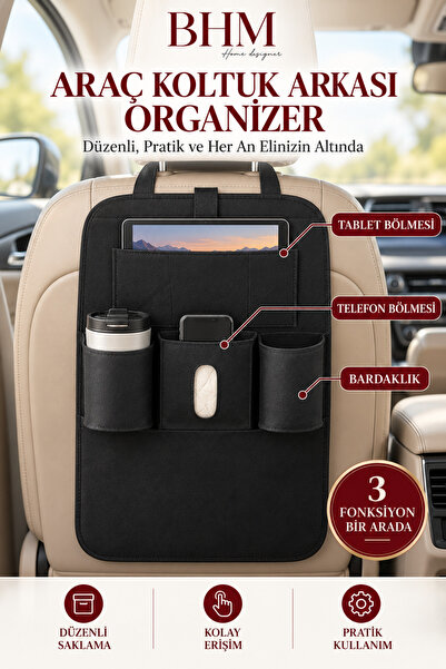 BHM Car Seat Back Organizer – Multi-Compartment In-Car Item Organizer and Sea...