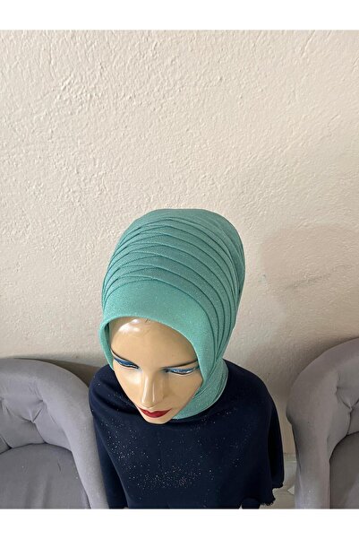 Mint Yeşili Simli 6'lı Geçiş Hazır Türban Şal Duvak