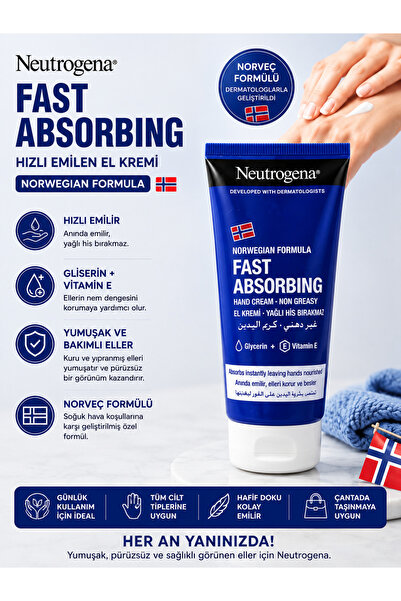 Neutrogena Norveç Formülü Hızlı Emilen El Kremi 75 ml