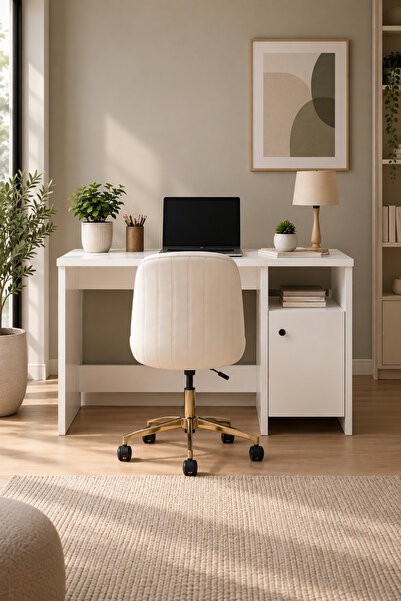 ŞEVVAL ERİM HOME MK013 Çalışma Masası Kapaklı Beyaz