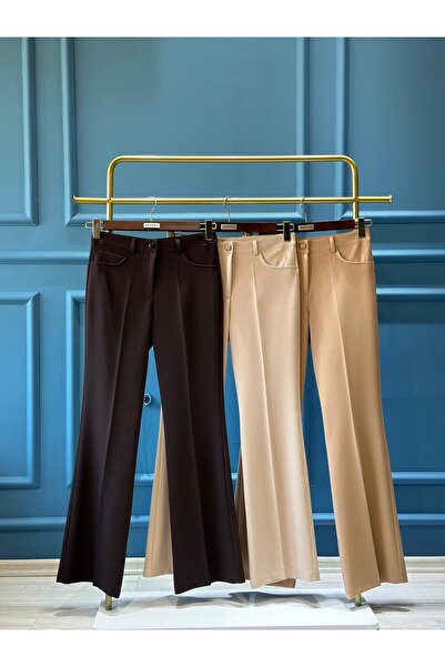 Sentez 112 Five Pocket Spanish Cuff Trousers Beige