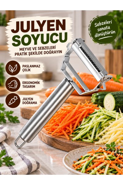 Felyra Julienne Fruit Vegetable Chopper Stainless Steel Ergonomic Metal Handl...