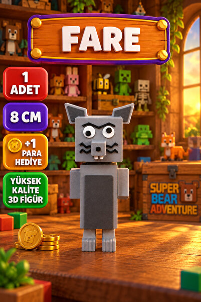 YAGLİZ Super Bear Adventure Gri Fare Oyuncak