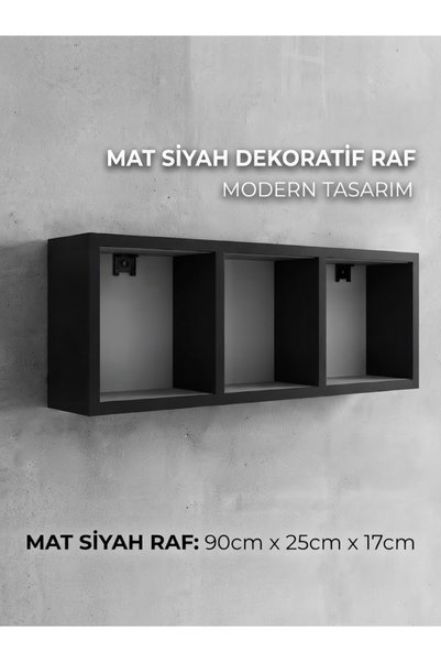 DEMİRXSTORE Dekoratif Kitaplık Duvar Rafı - 90x25x17 cm Ahşap Görünümlü Raf