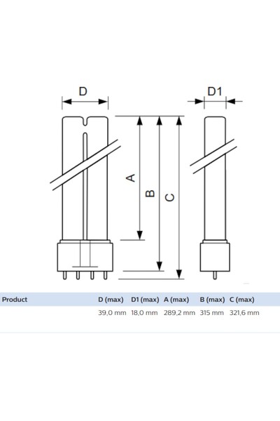Osram Bec Compact Fluorescent Dulux L 24W/830/4P (PL-L 24W) 24W 1600Lm 2G11 3...