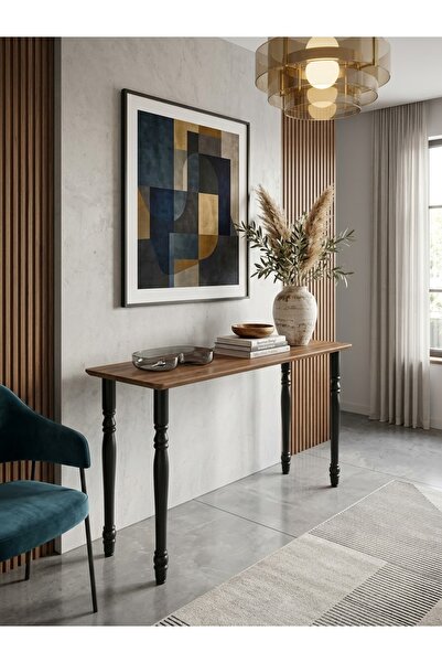 Generic Reception Console Table Wood Top with Iron Bases