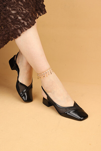 Nilsa Shoes Γυναικεία βραδινά παπούτσια με χοντρό τακούνι και λεπτομέρεια από...