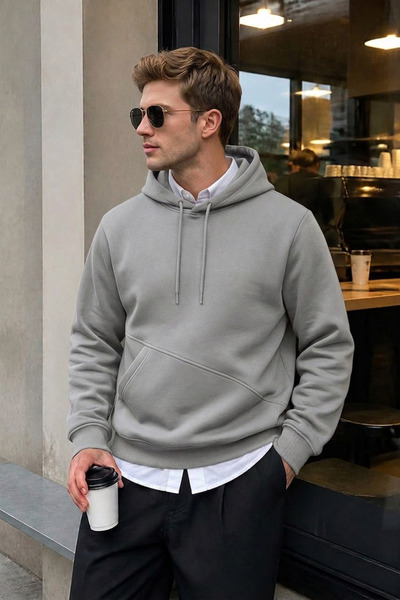STRAVON Men's Winter 3-Strand Fleece Hooded Oversize Sweatshirt with Cut-Out ...