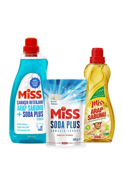 Miss Sıvı Çamaşır Deterjanı - Soda Plus Beyaz Sabun - Arap Sabunu 3 lü Temizl...