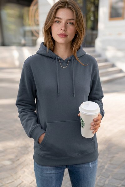 STRAVON Women's Smoked Winter 3-Strand Fleece Hooded Oversize Sweatshirt with Kangaroo Pocket