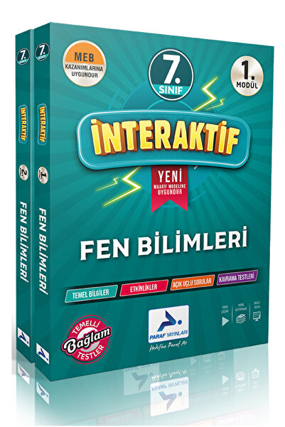 paraf yayınları 7. Sınıf İnteraktif Fen Bilimleri Soru Kütüphanesi Yeni Maari...