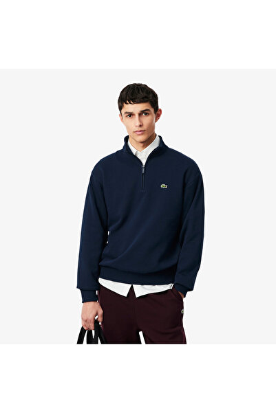Lacoste Erkek Classic Fit Yarım Fermuarlı Lacivert Sweatshirt
