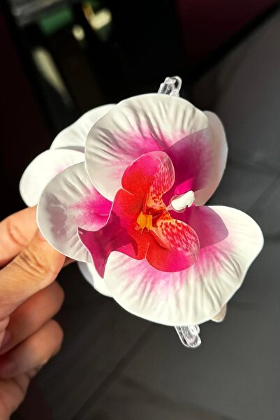 Glamluxe Pink and White Color Realistic Textured Orchid Flower Figured Peg Bu...