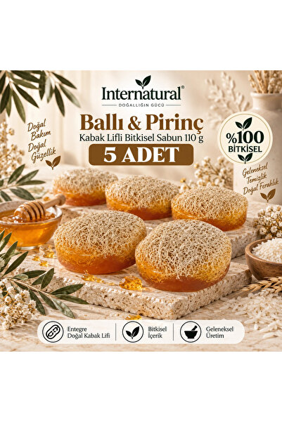 Dermolive Internatural Honey & Rice Pumpkin Fiber Herbal Soap 5 Pack (5 X 110 g)