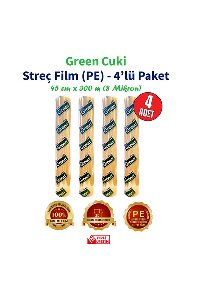 Streç Film "PE" 8mic. 45 cm. x 300m.(4'lü Kutu)