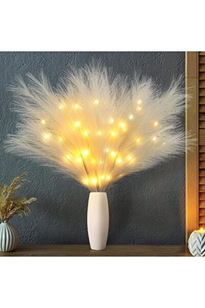 OEM Iarbă de Pampas Luminoasă, Mare, 70cm, 3 Bucăți, Buchet de Flori Artifici...