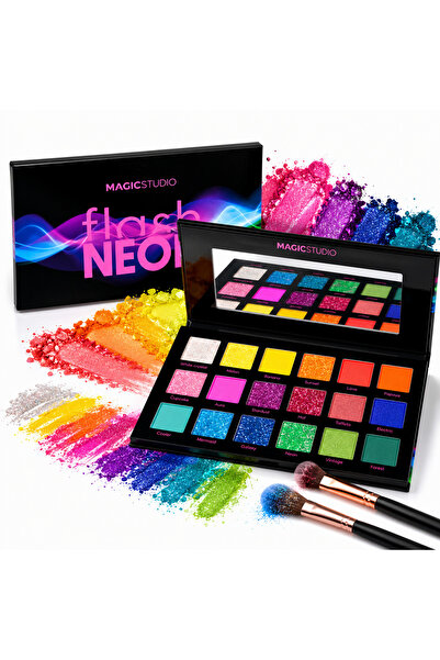 Magic Studio Παλέτα σκιών ματιών 18 αποχρώσεων Flash Neon Shadow, Magic Studi...